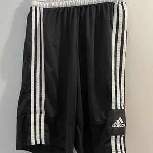 Adidas black shorts with white stripe